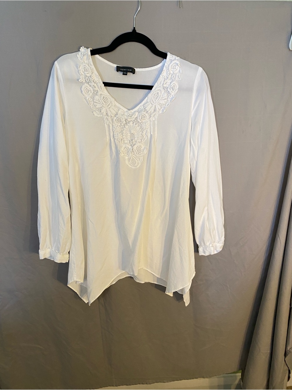 Spense Cream V-Neck Lace-Trim Tunic